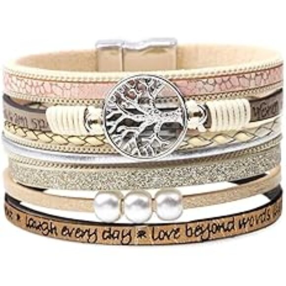 Inspirational Tree of Life Leather Bracelets for Women Jewelry Gifts - Picture 1 of 3